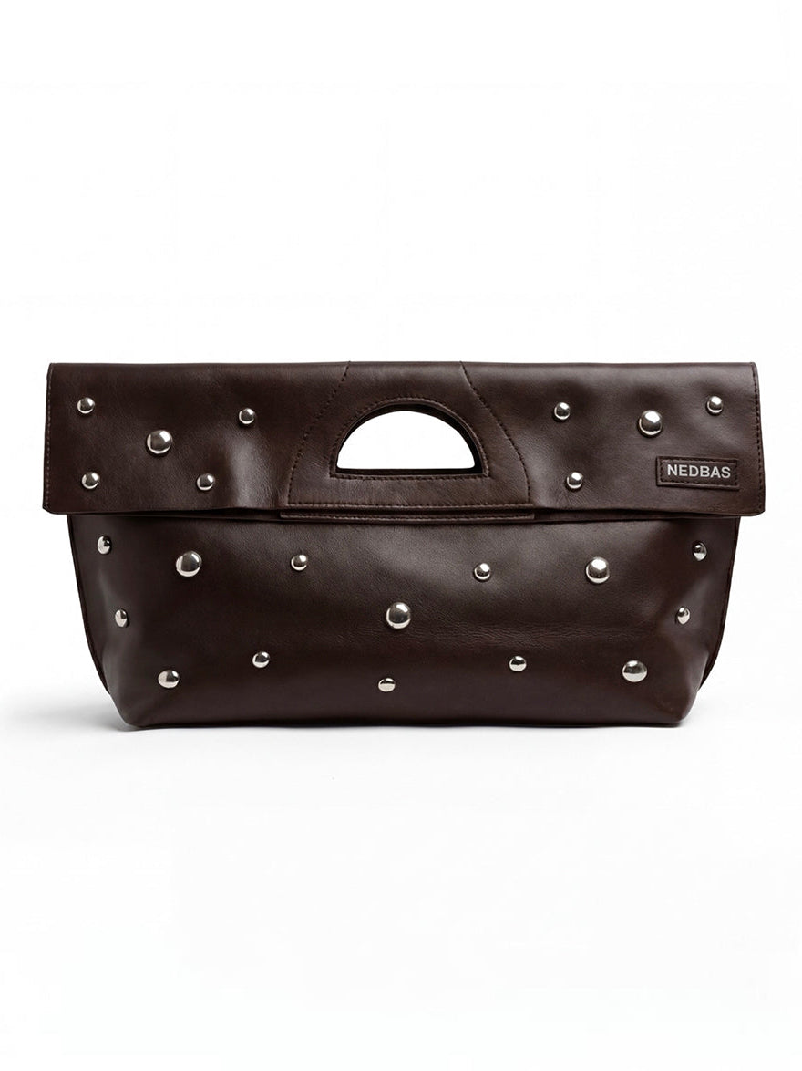 Bag Rignon Mini with Half-Sphere Metal Studs Chocolate