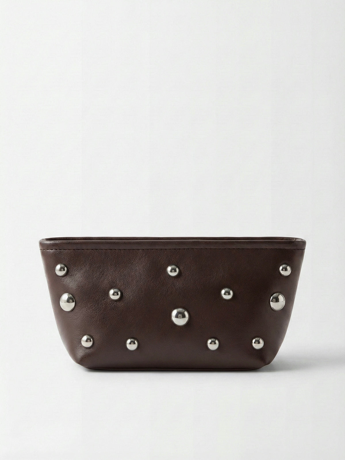 Makeup Bag with half-sphere Studs Chocolate, S