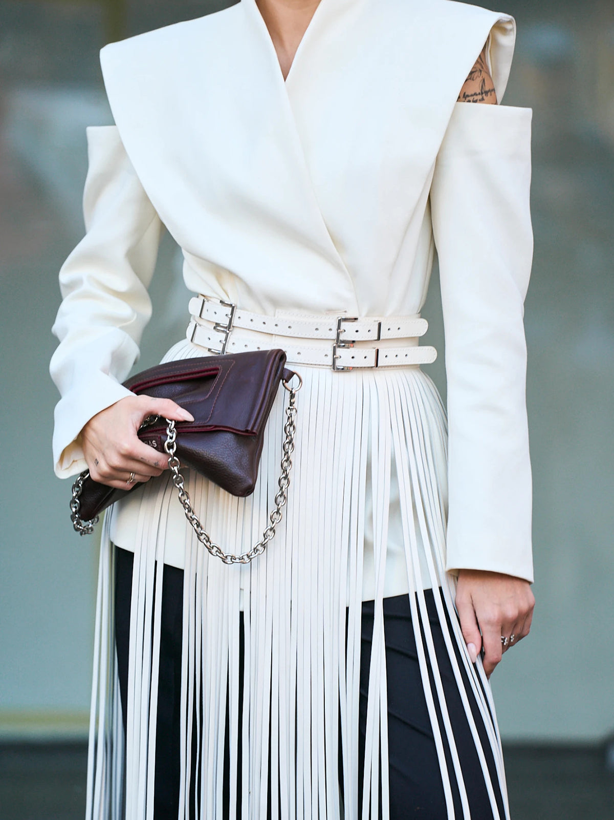 Belt fringe Avelot Milky White