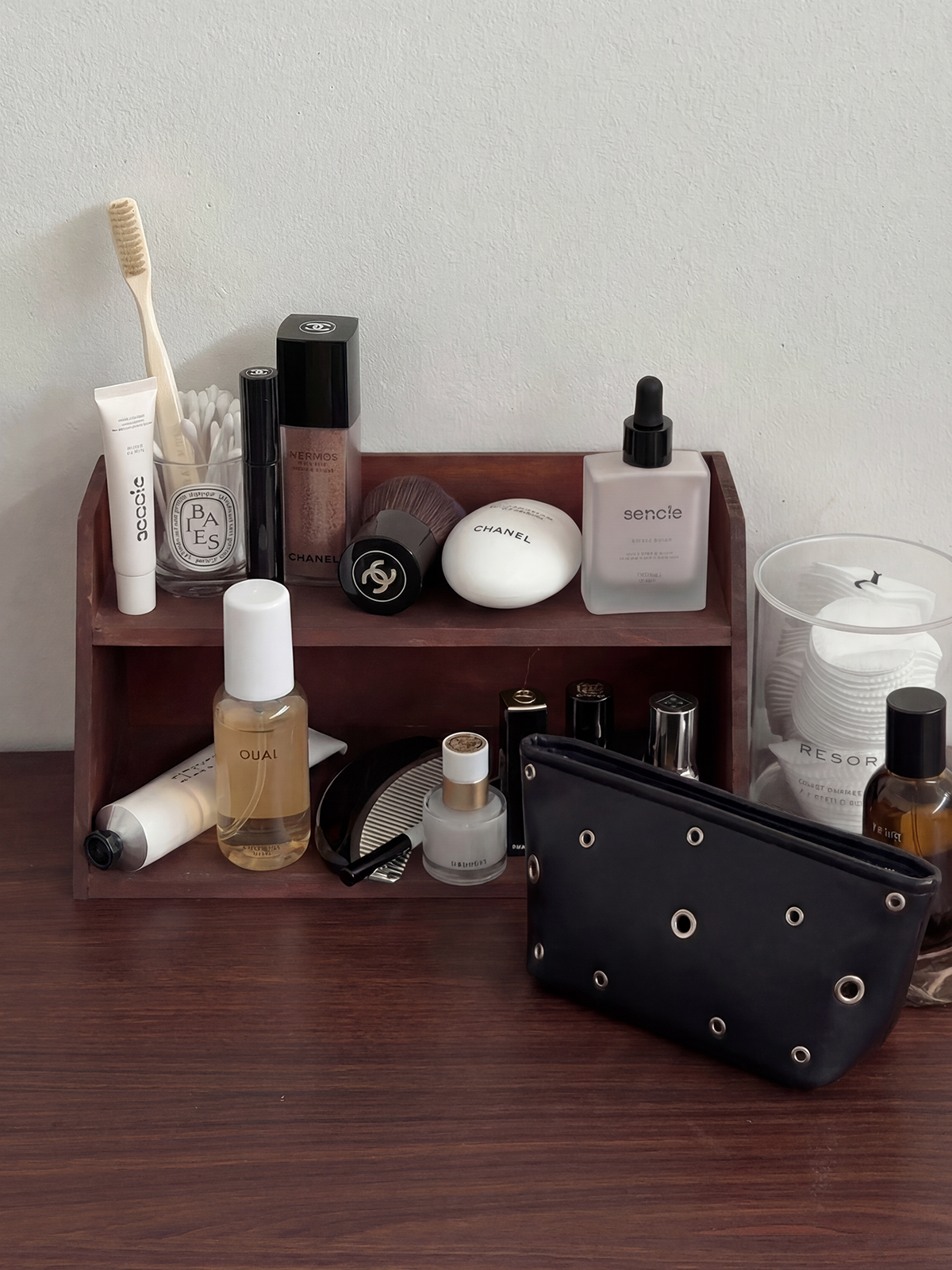 Makeup Bag with Eyelets Black S