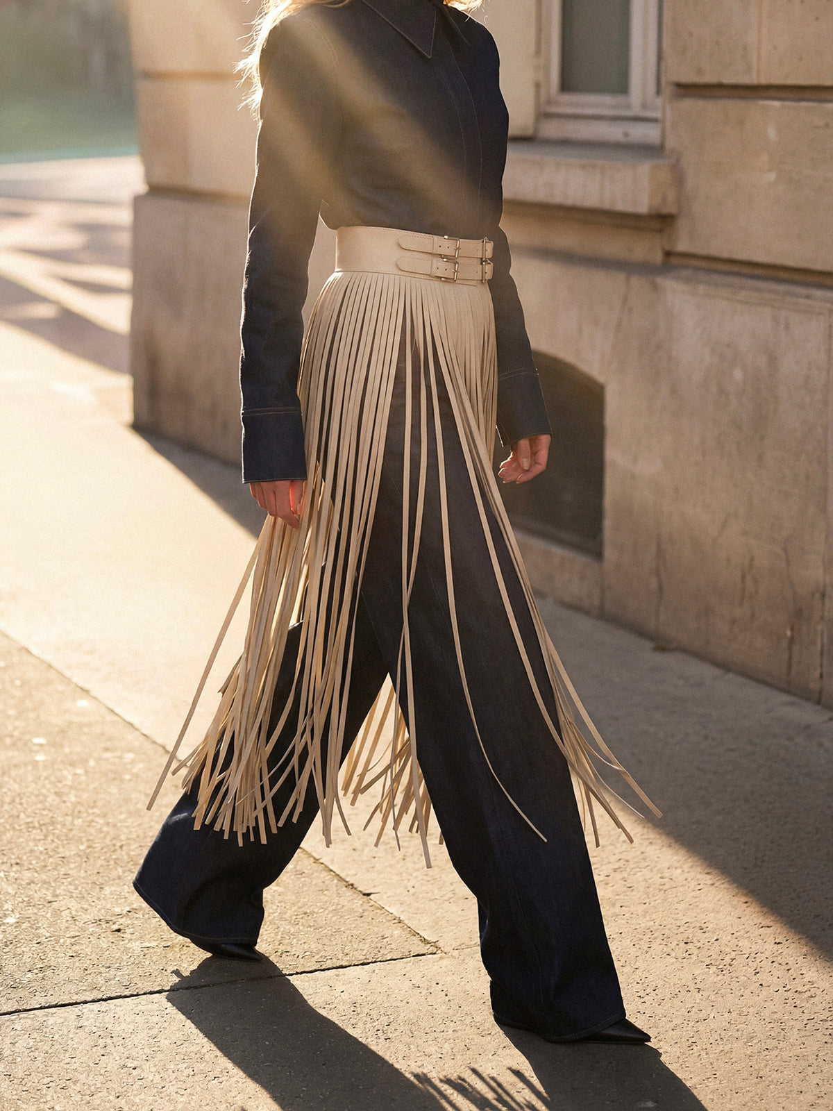 Belt fringe Avelot Milky White