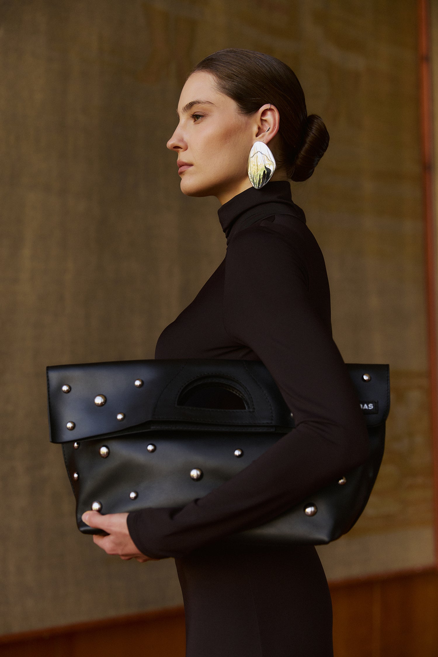Bag Rignon Mini with Half-Sphere Metal Studs Black