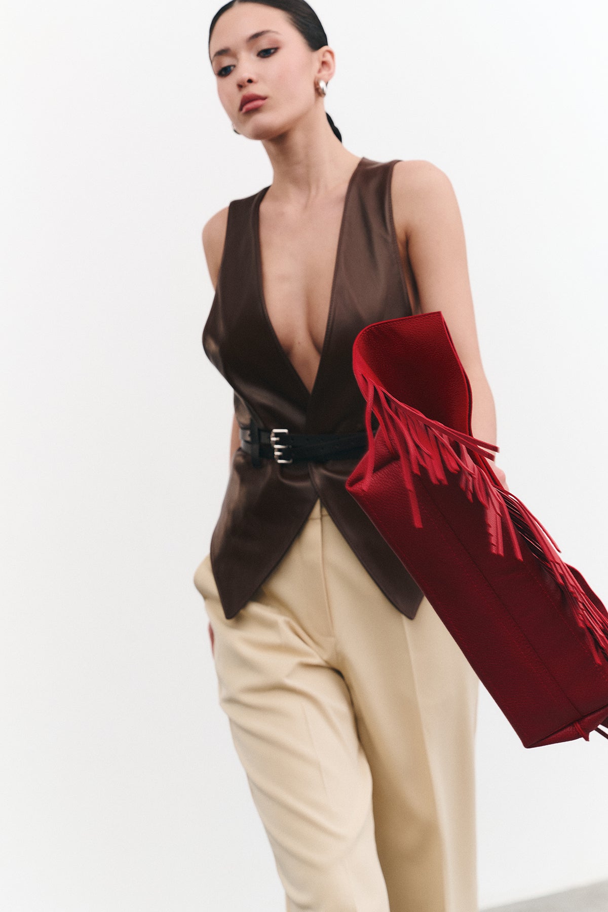 Bag RIGfringe Mini Red Textured Leather