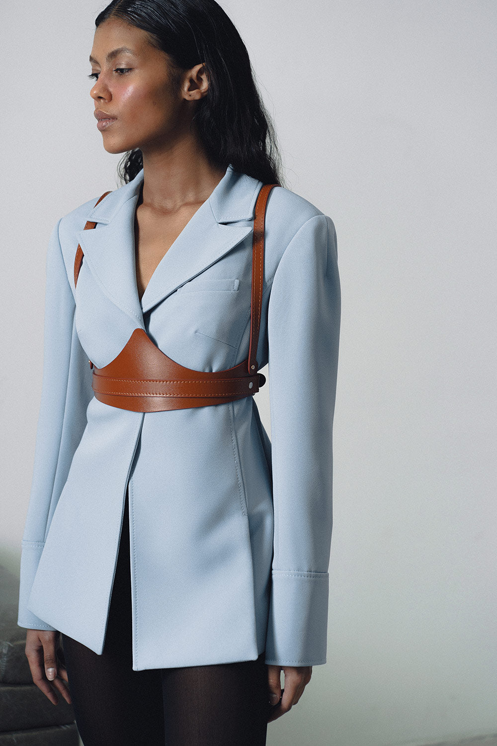 Cupless corset Selene brown