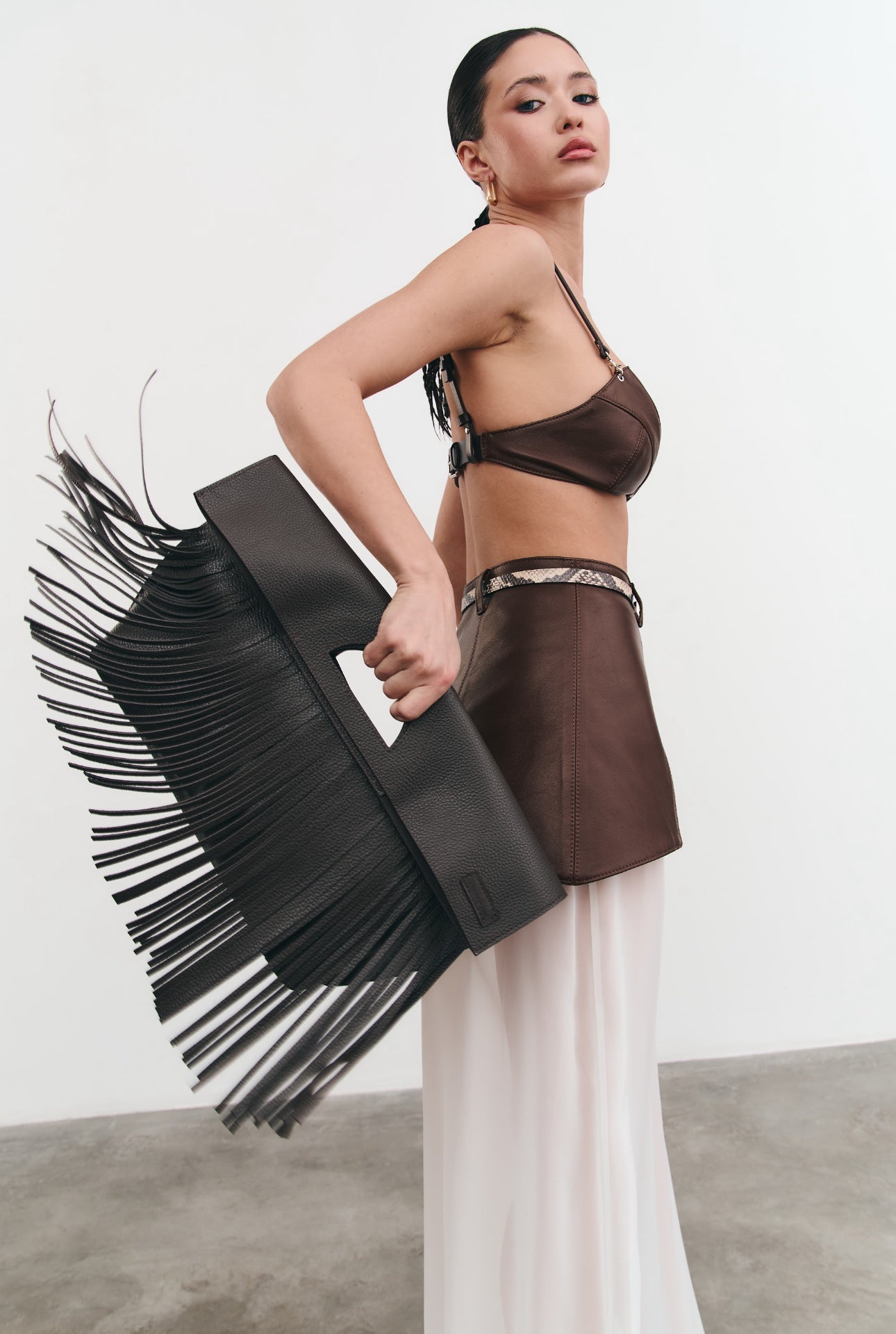 Bag RIGfringe Mini Chocolate Textured Leather