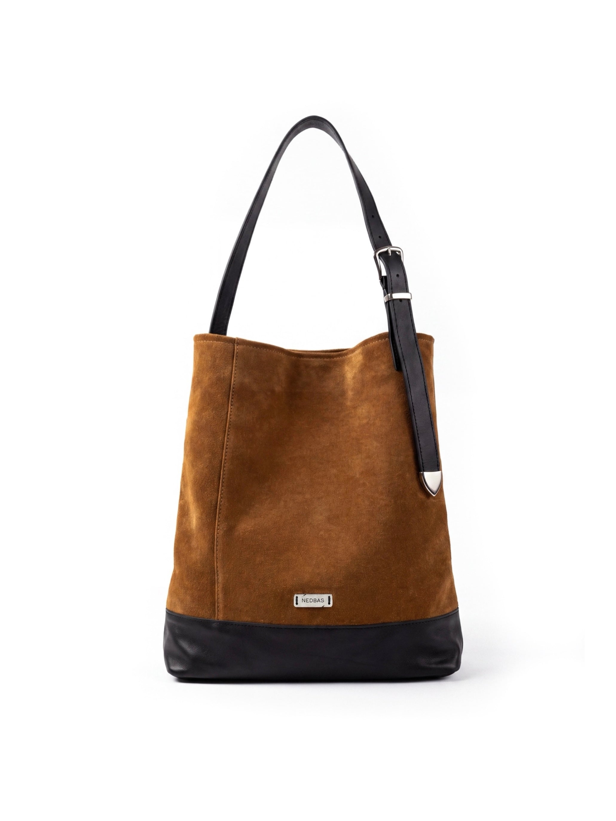 Bag AVIANA Caramel Suede with Black Natural Leather
