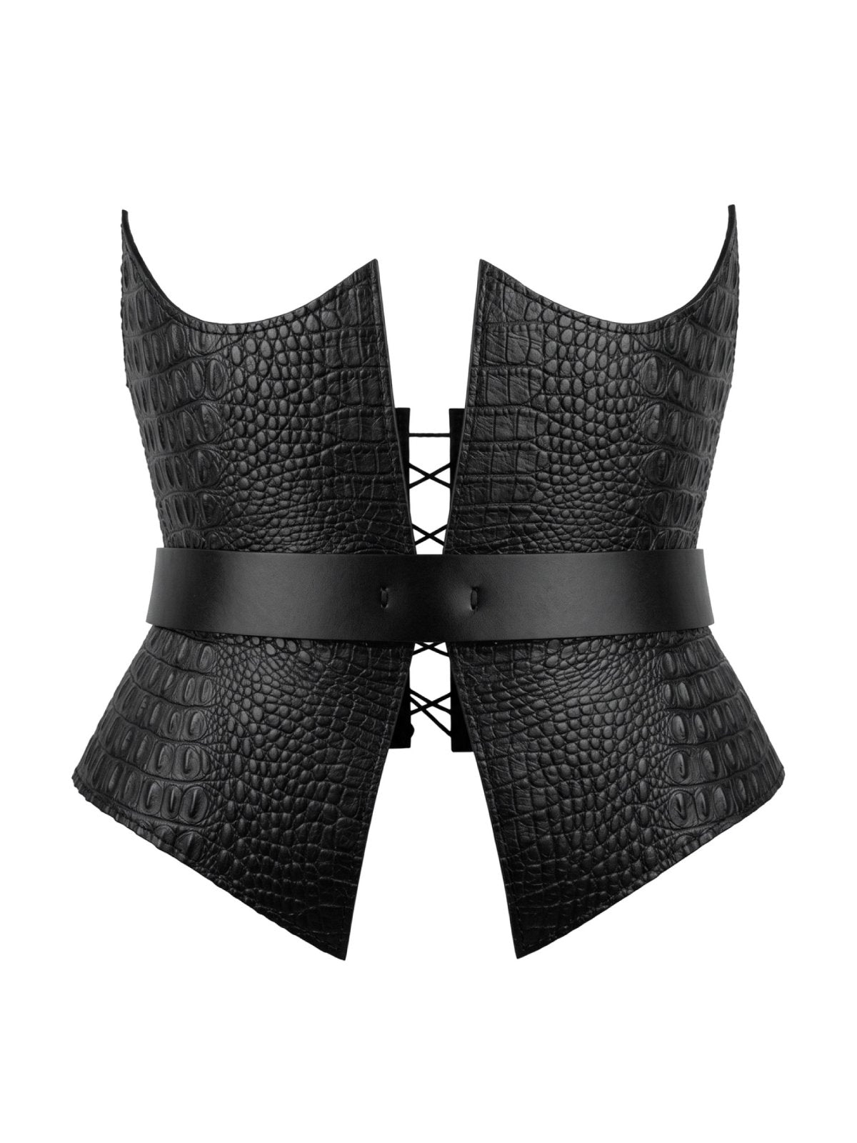Corset NARCIS Black Crocodile-Embossed Leather