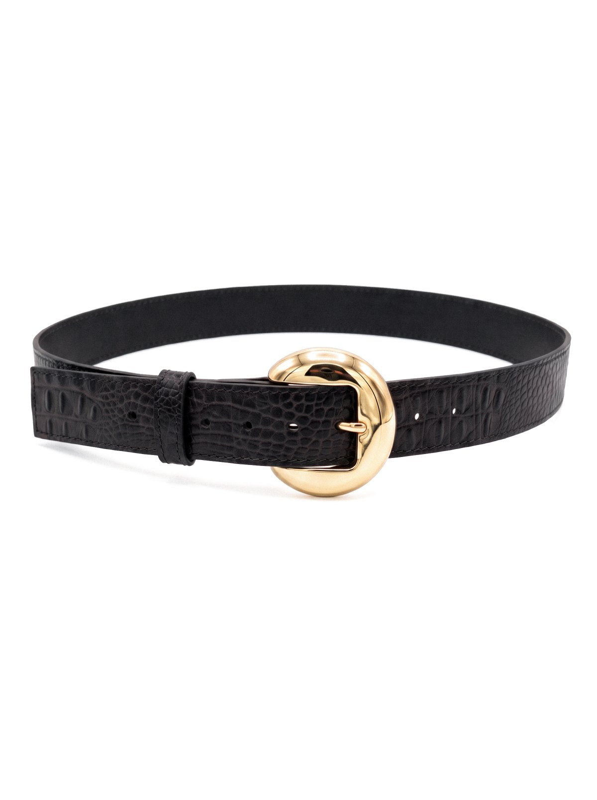 Belt CASSIS Black Crocodile-Embossed Leather