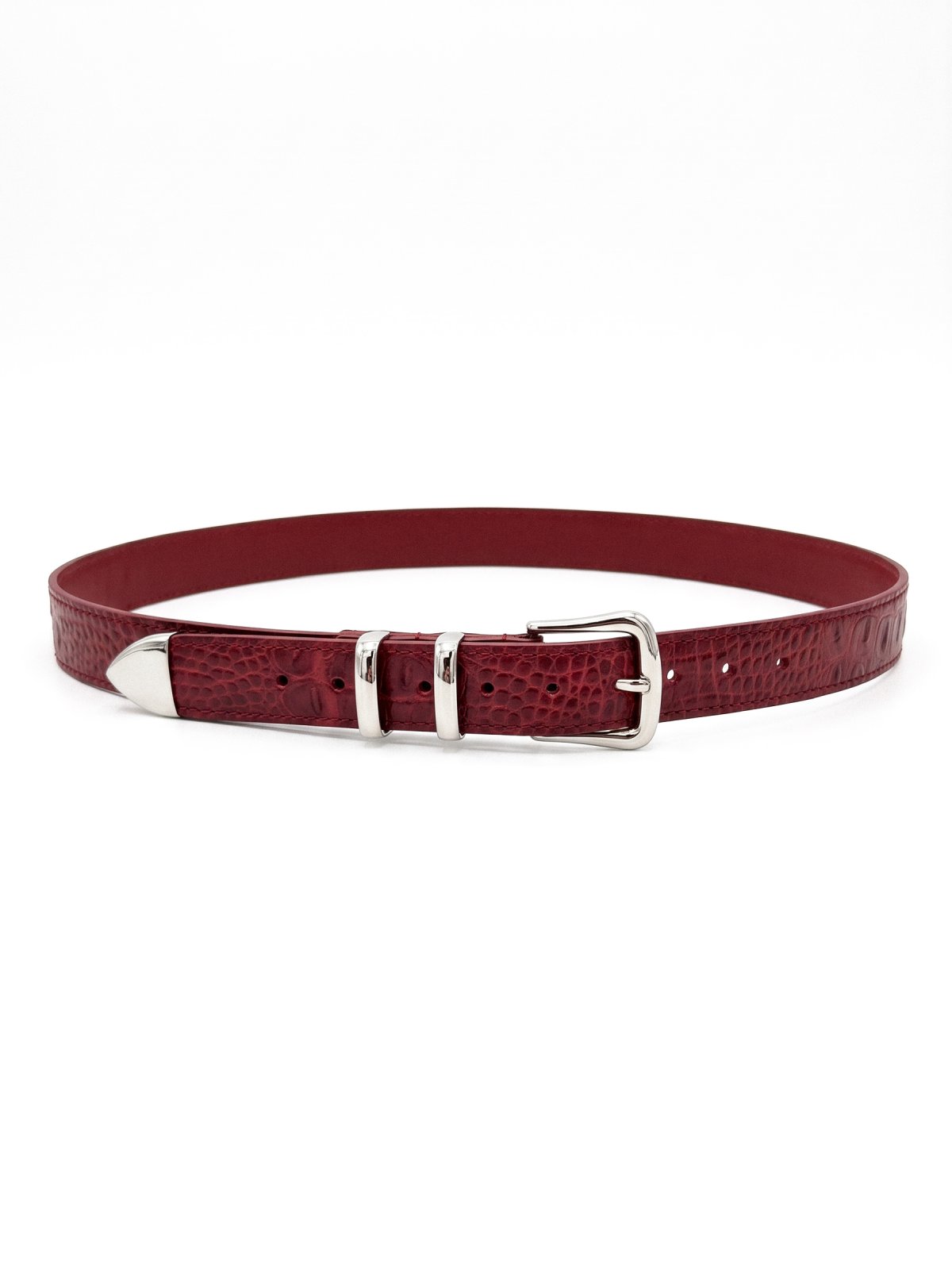 Belt KASIAR Red Crocodile-Embossed Leather