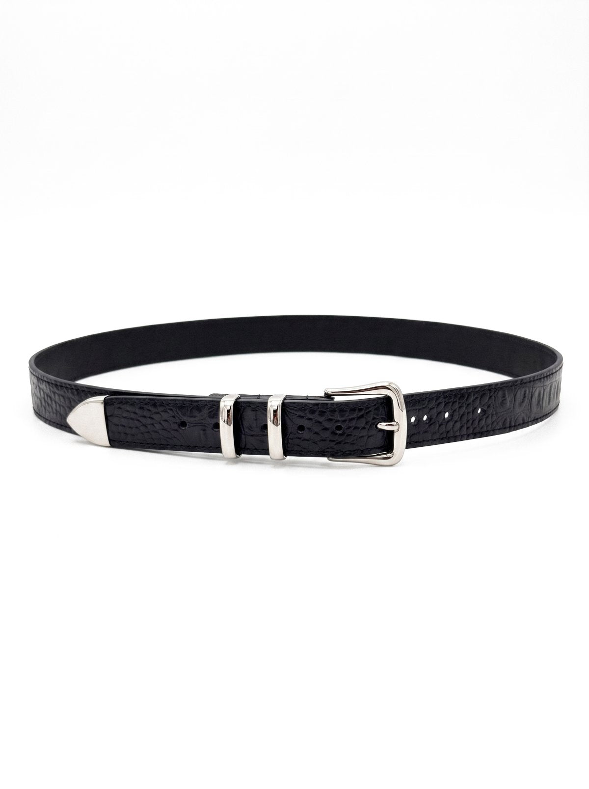 Belt KASIAR Black Crocodile-Embossed Leather