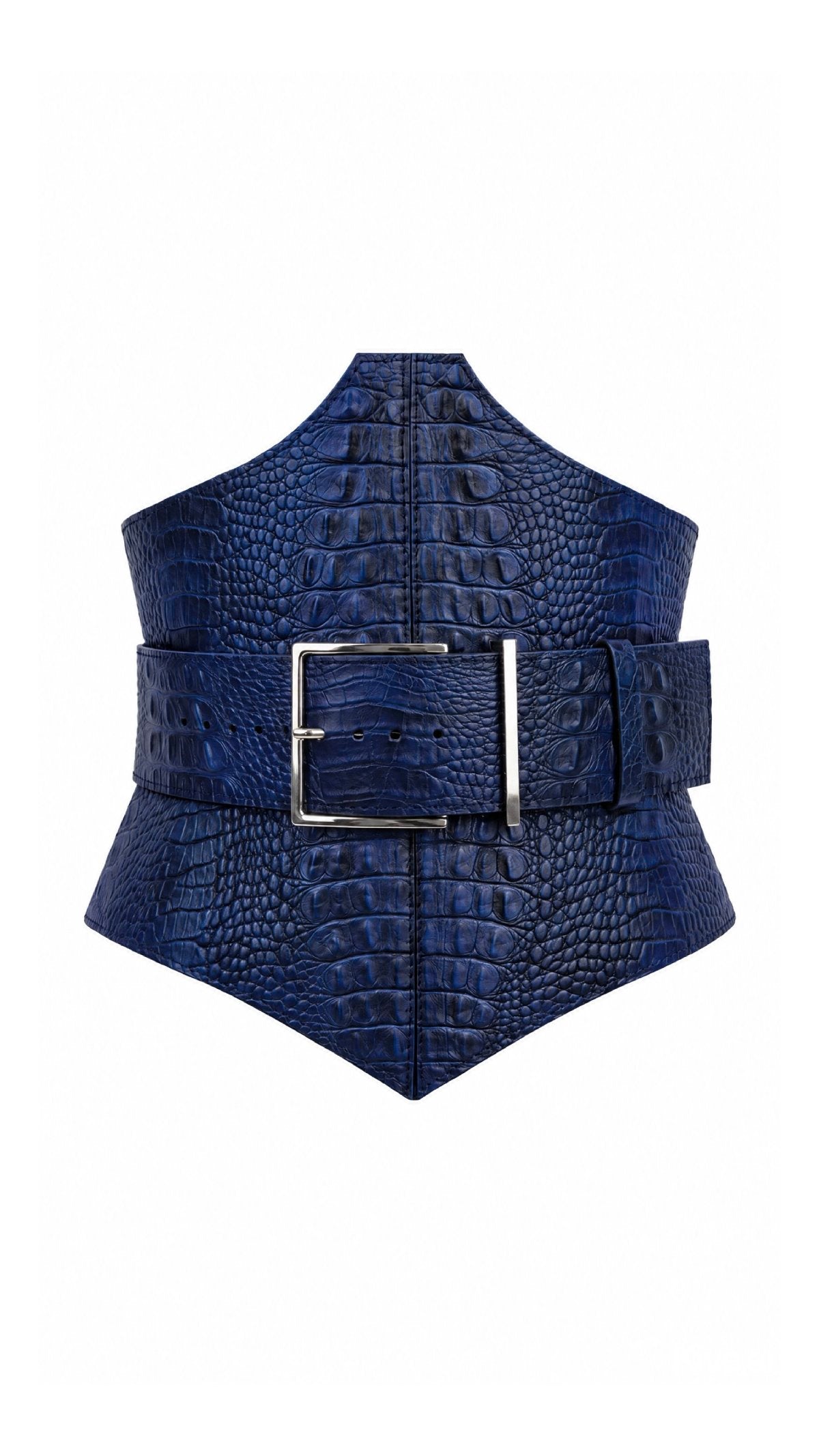Corset CALISTA Blue Crocodile-Embossed Leather