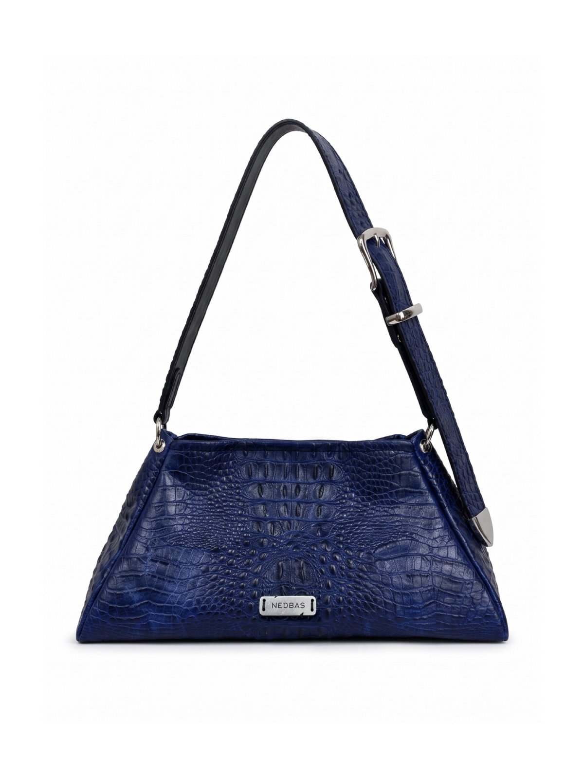Bag FOLD Blue Crocodile-Embossed Leather