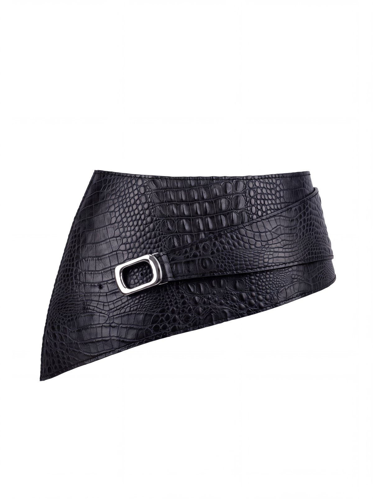 Basque EVORA Black Crocodile-Embossed Leather