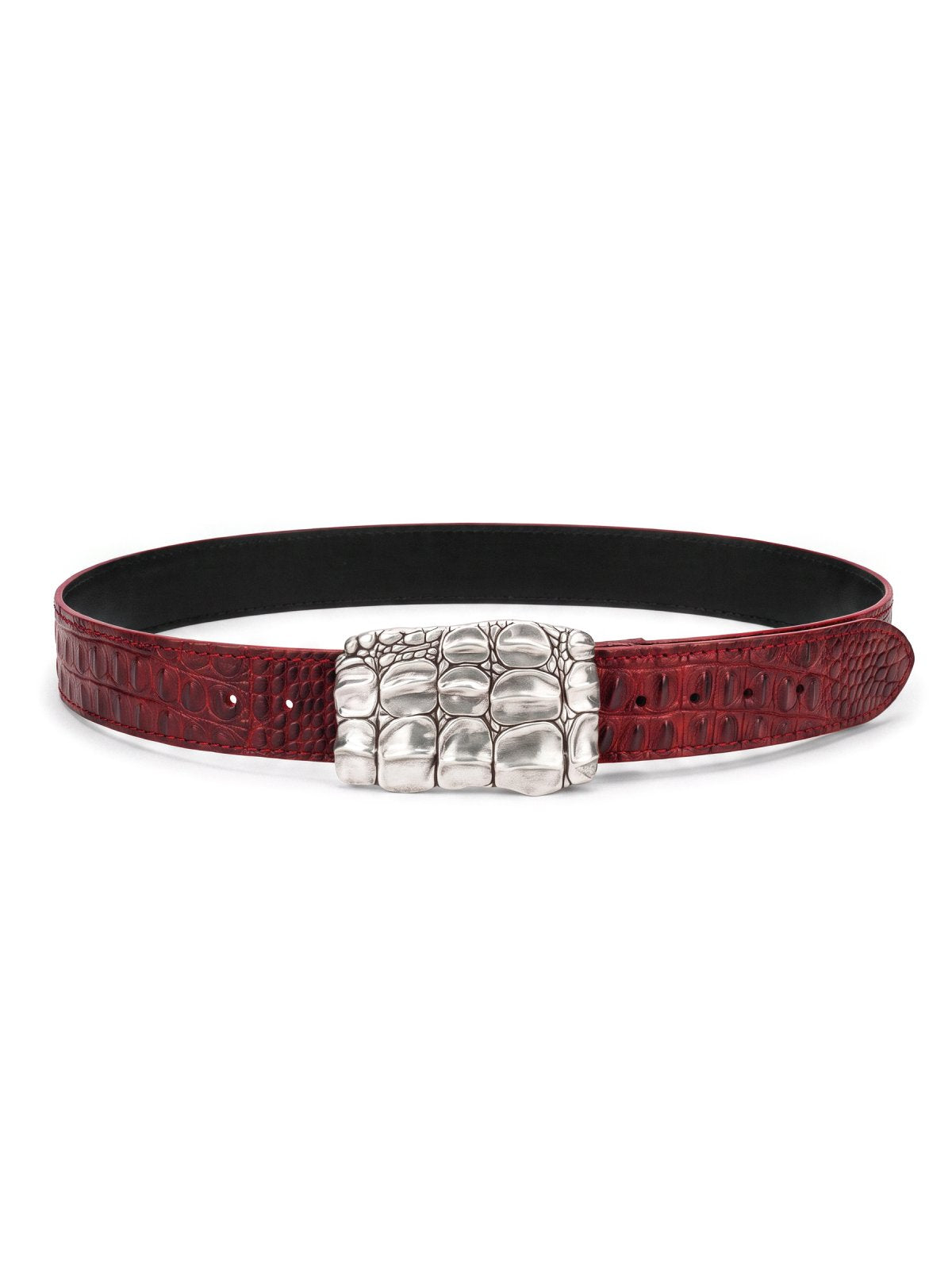 Belt KAIMAN Red Crocodile-Embossed Leather