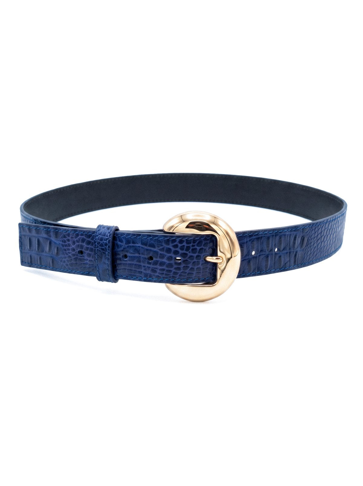 Belt CASSIS Blue Crocodile-Embossed Leather