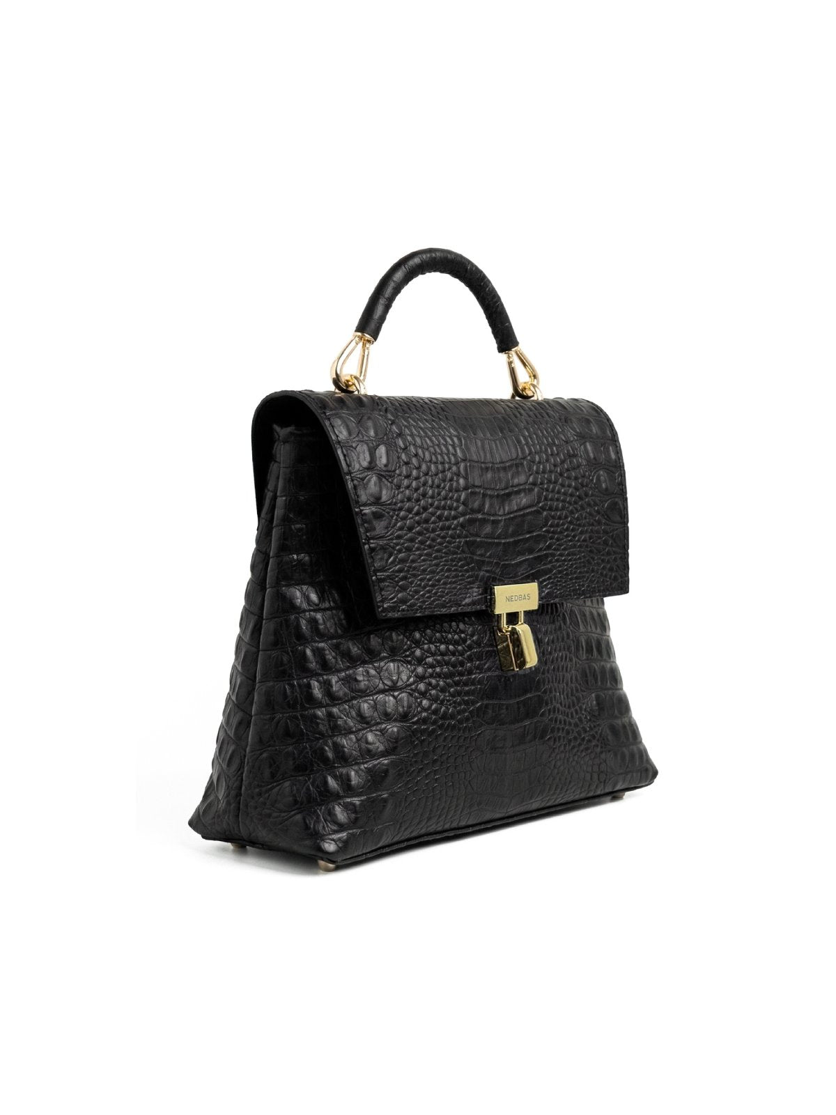 Bag ORA Black Crocodile-Embossed Leather
