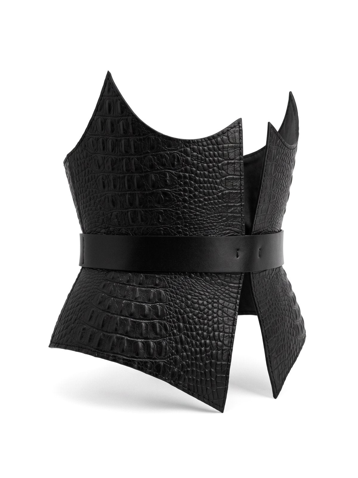 Corset NARCIS Black Crocodile-Embossed Leather