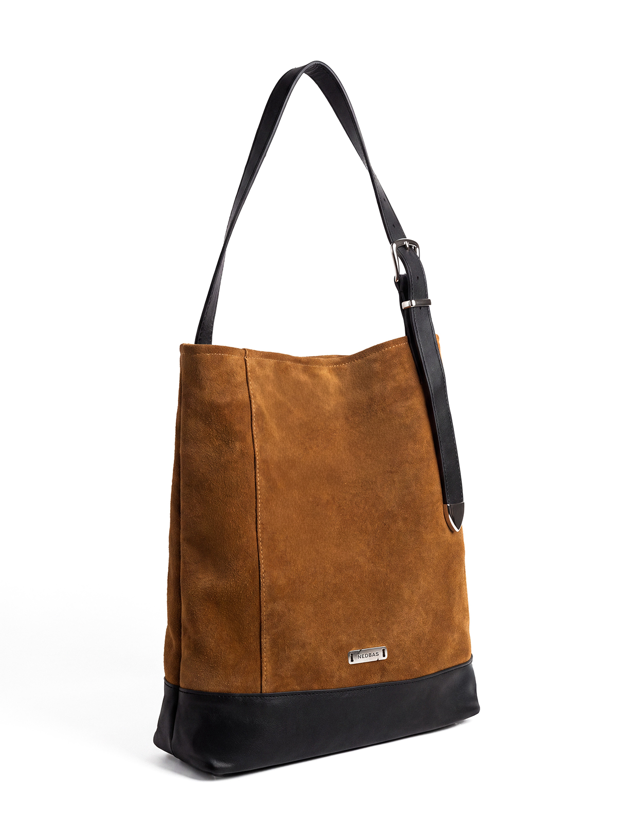 Bag AVIANA Caramel Suede with Black Natural Leather