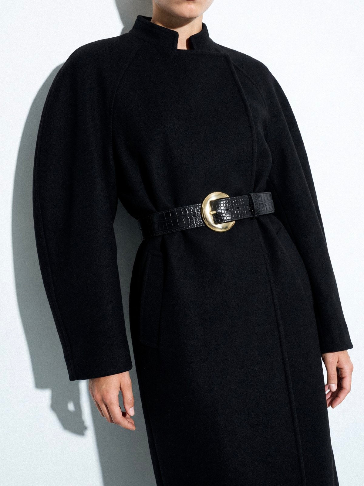 Belt CASSIS Black Crocodile-Embossed Leather