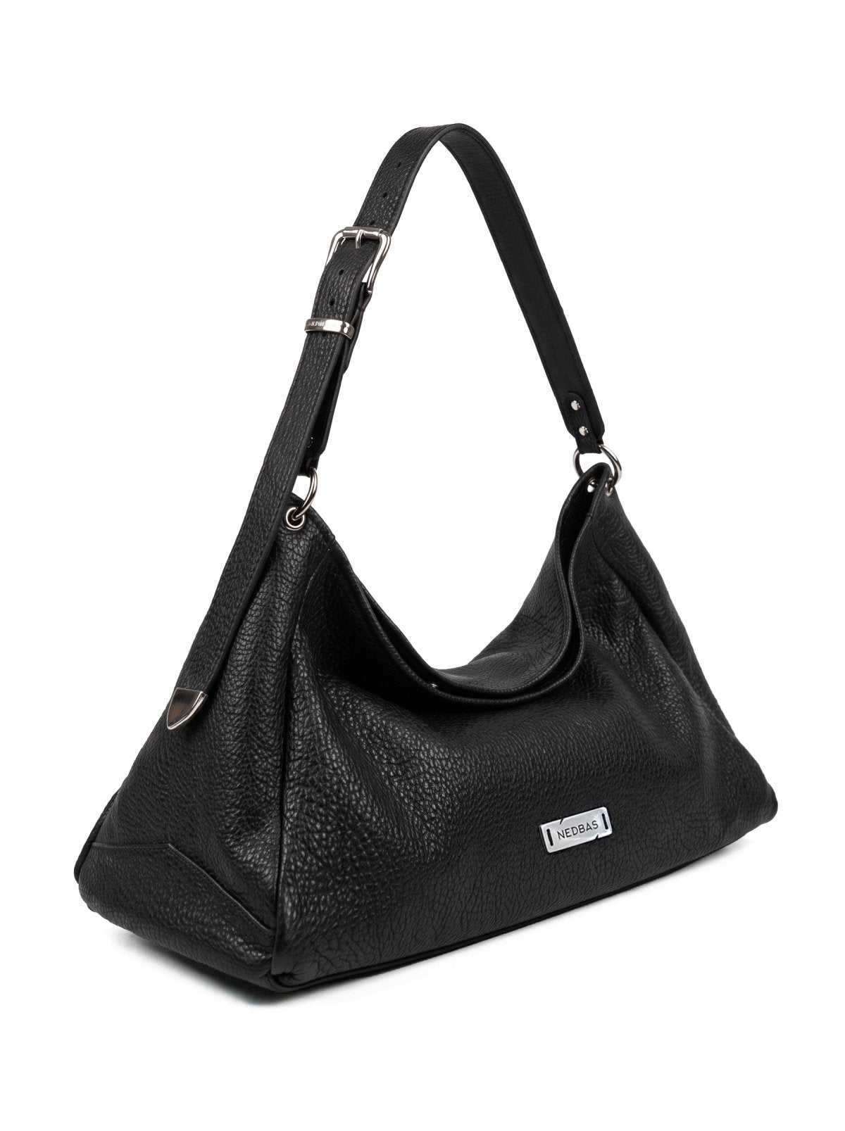 Bag FOLD MAXI Black Textured Leather
