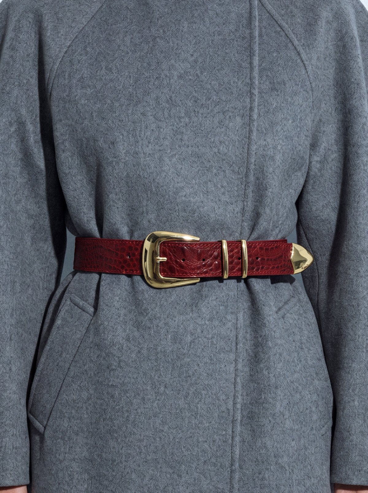 Belt SABLER Red Crocodile-Embossed Leather