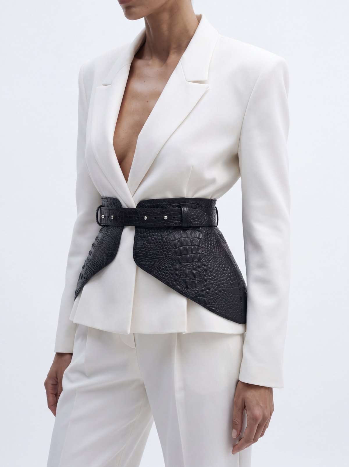 Basque CARLA Black Crocodile-Embossed Leather