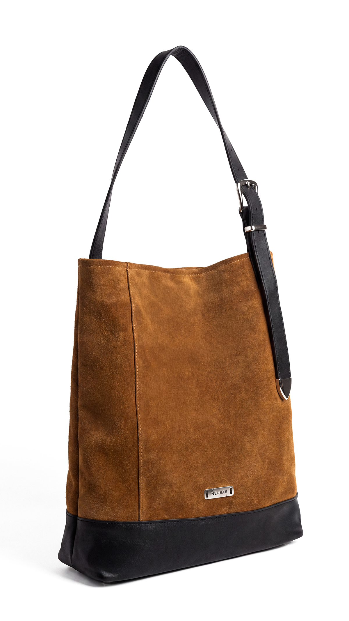 Bag AVIANA Caramel Suede with Black Natural Leather