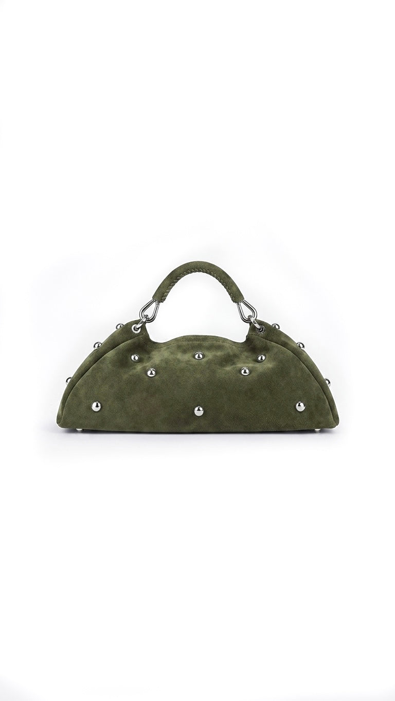 Bag ALMA Olive with half-sphere Studs and Strap