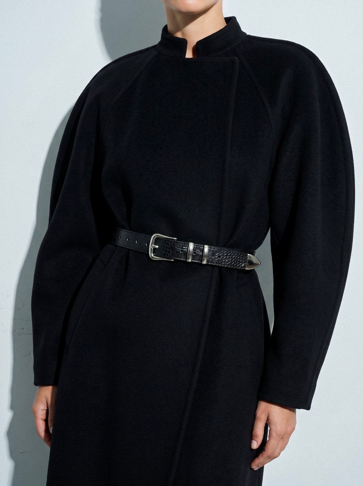 Belt KASIAR Black Crocodile-Embossed Leather