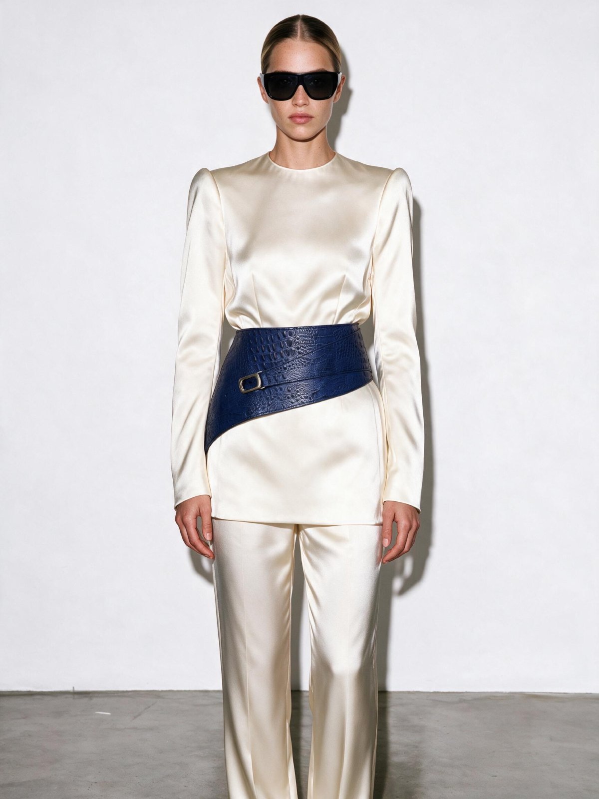 Basque EVORA Blue Crocodile-Embossed Leather
