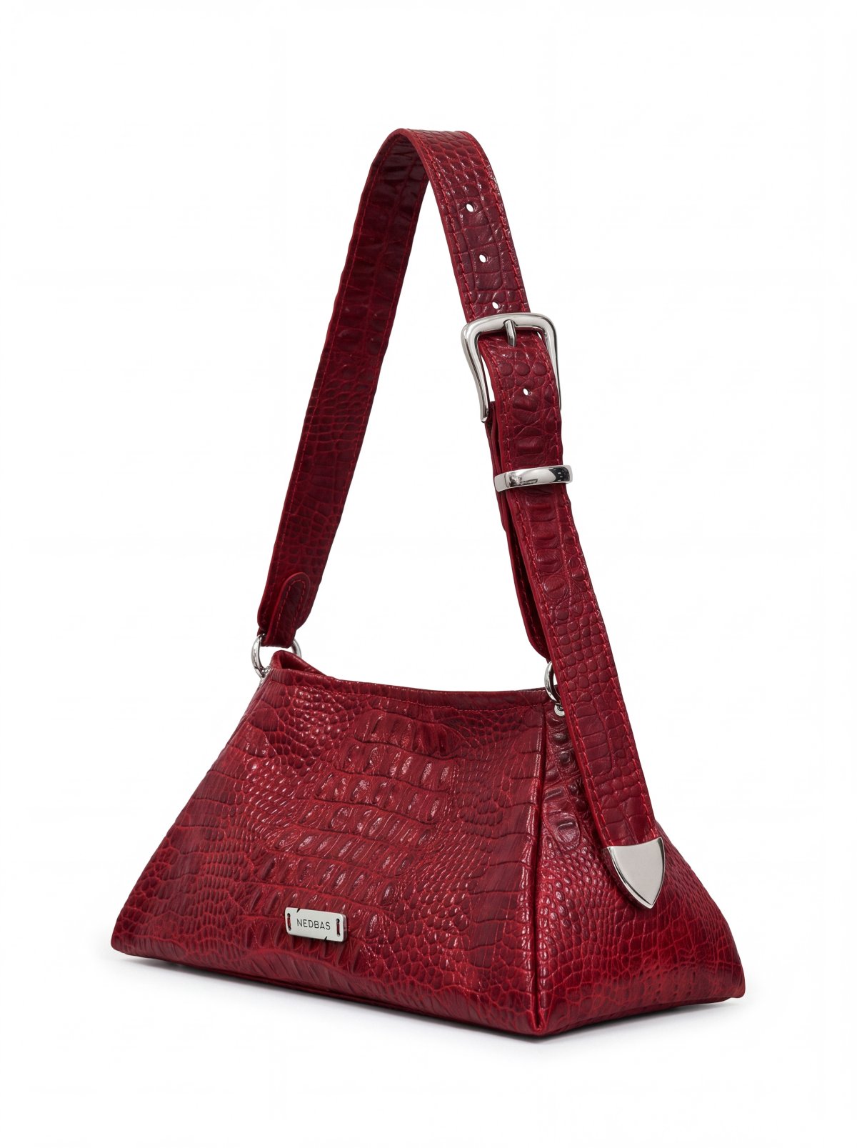 Bag FOLD Red Crocodile-Embossed Leather