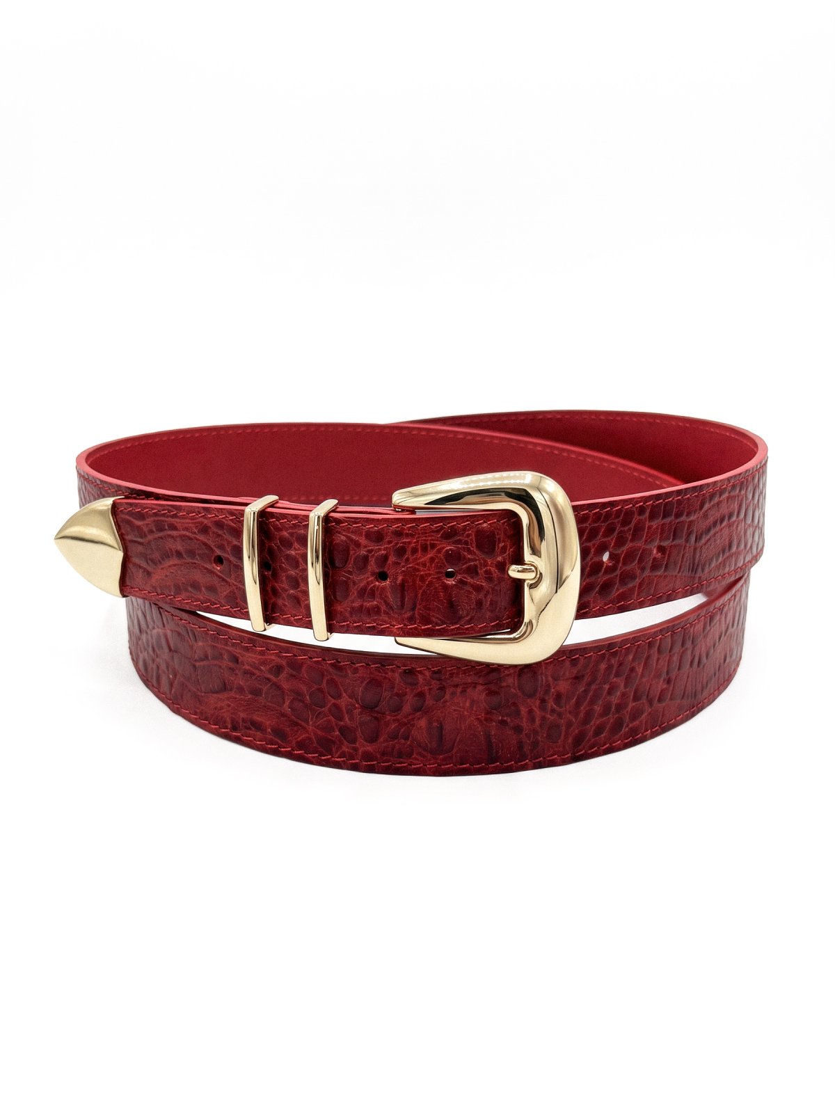 Belt SABLER Red Crocodile-Embossed Leather