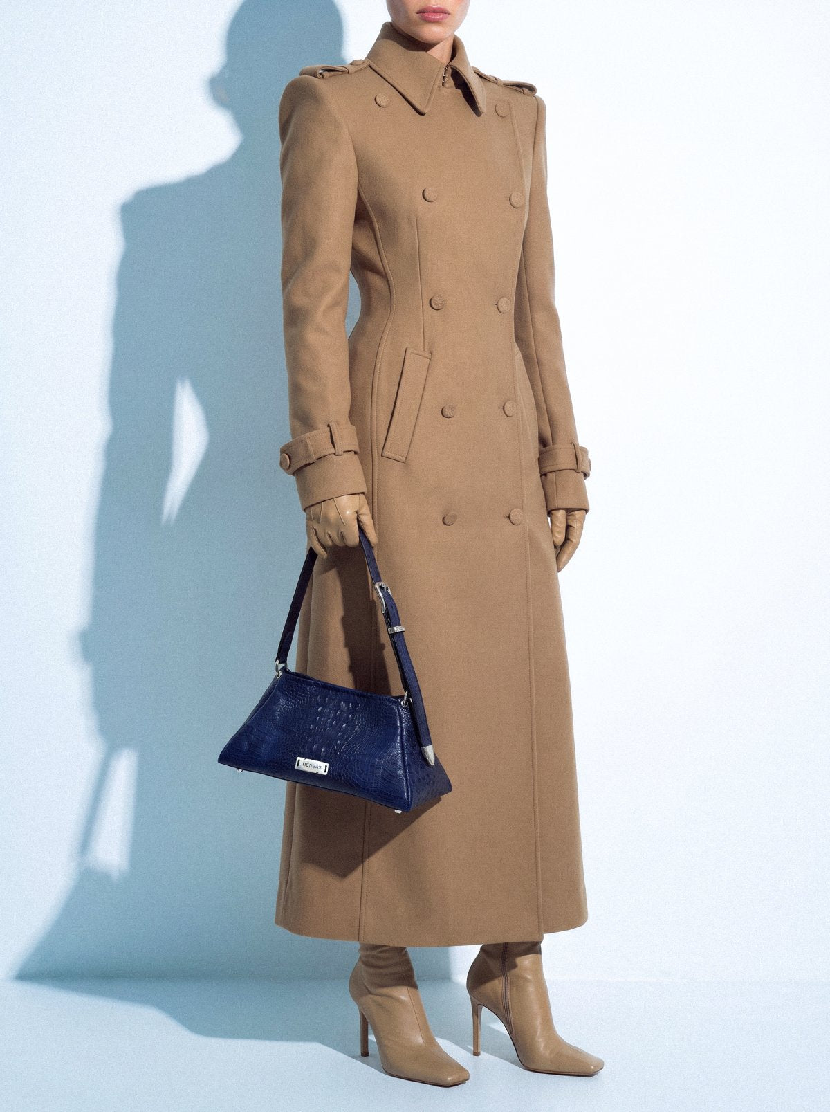 Bag FOLD Blue Crocodile-Embossed Leather