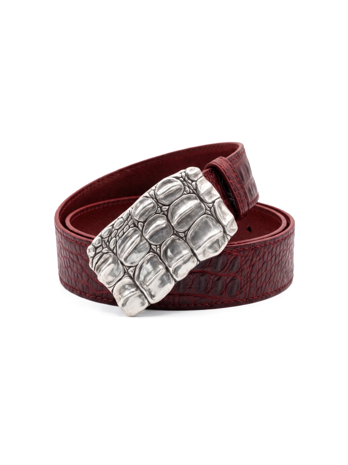 Belt KAIMAN Red Crocodile-Embossed Leather