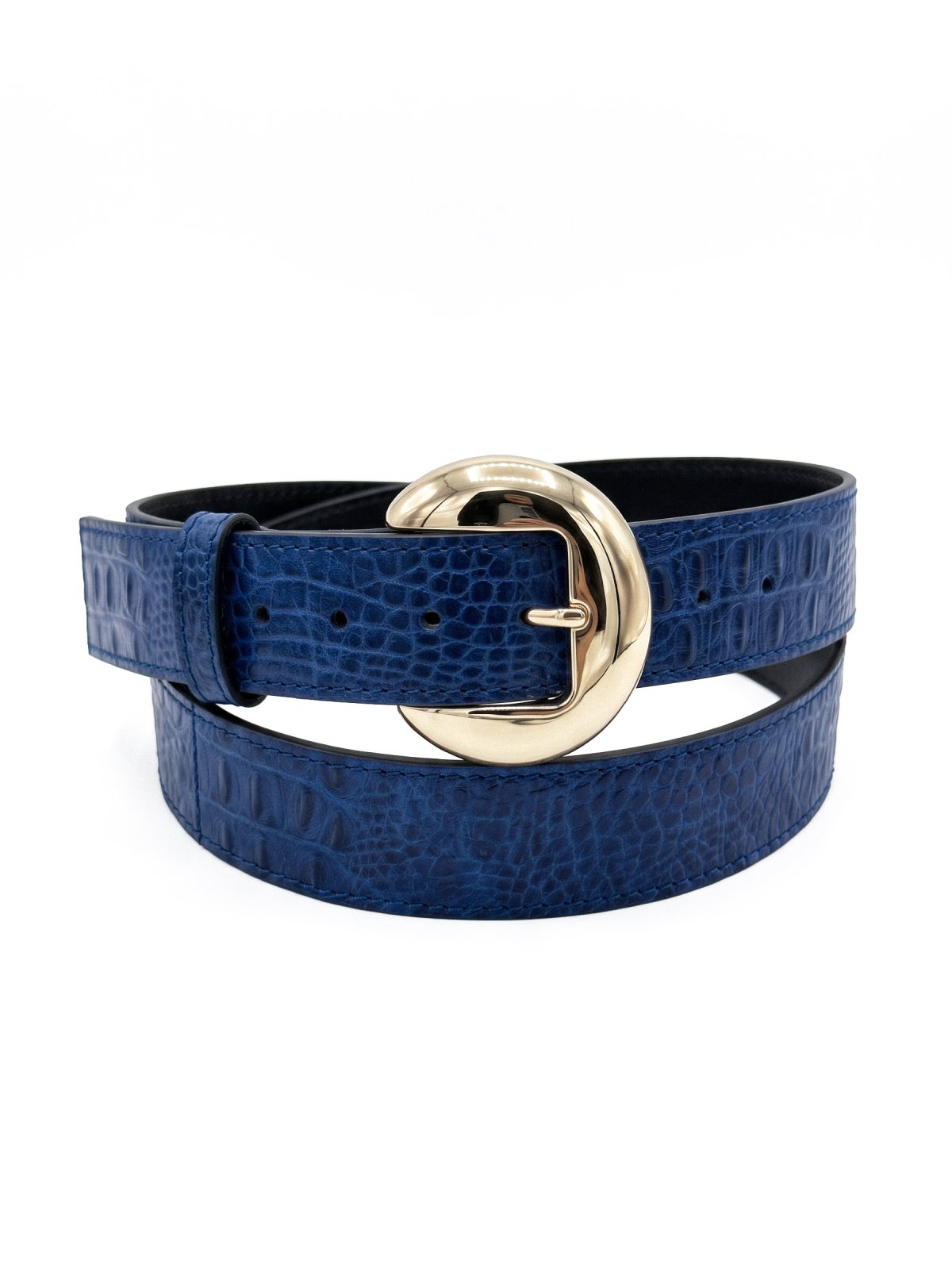 Belt CASSIS Blue Crocodile-Embossed Leather