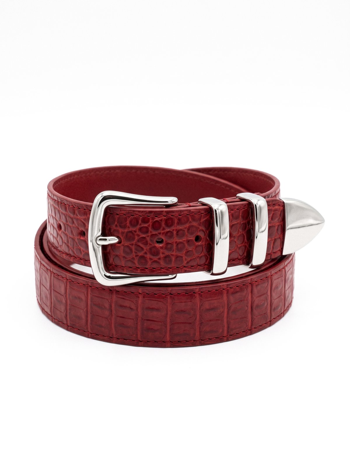 Belt KASIAR Red Crocodile-Embossed Leather