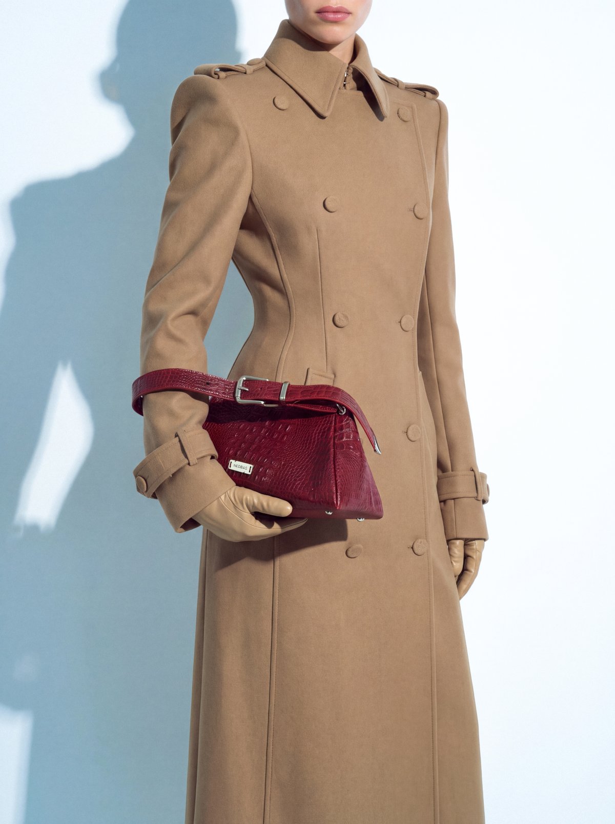 Bag FOLD Red Crocodile-Embossed Leather