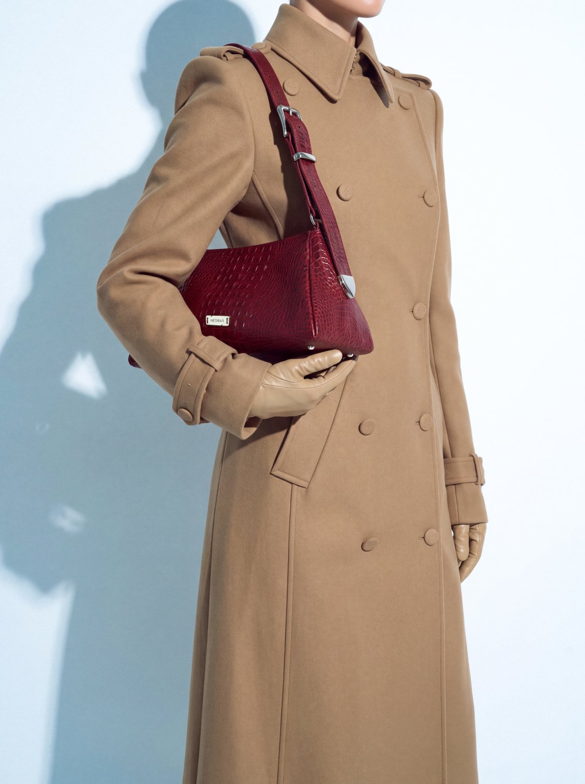 Bag FOLD Red Crocodile-Embossed Leather