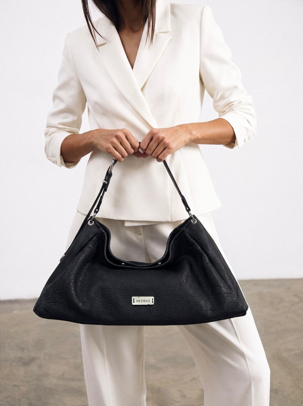Bag FOLD MAXI Black Textured Leather
