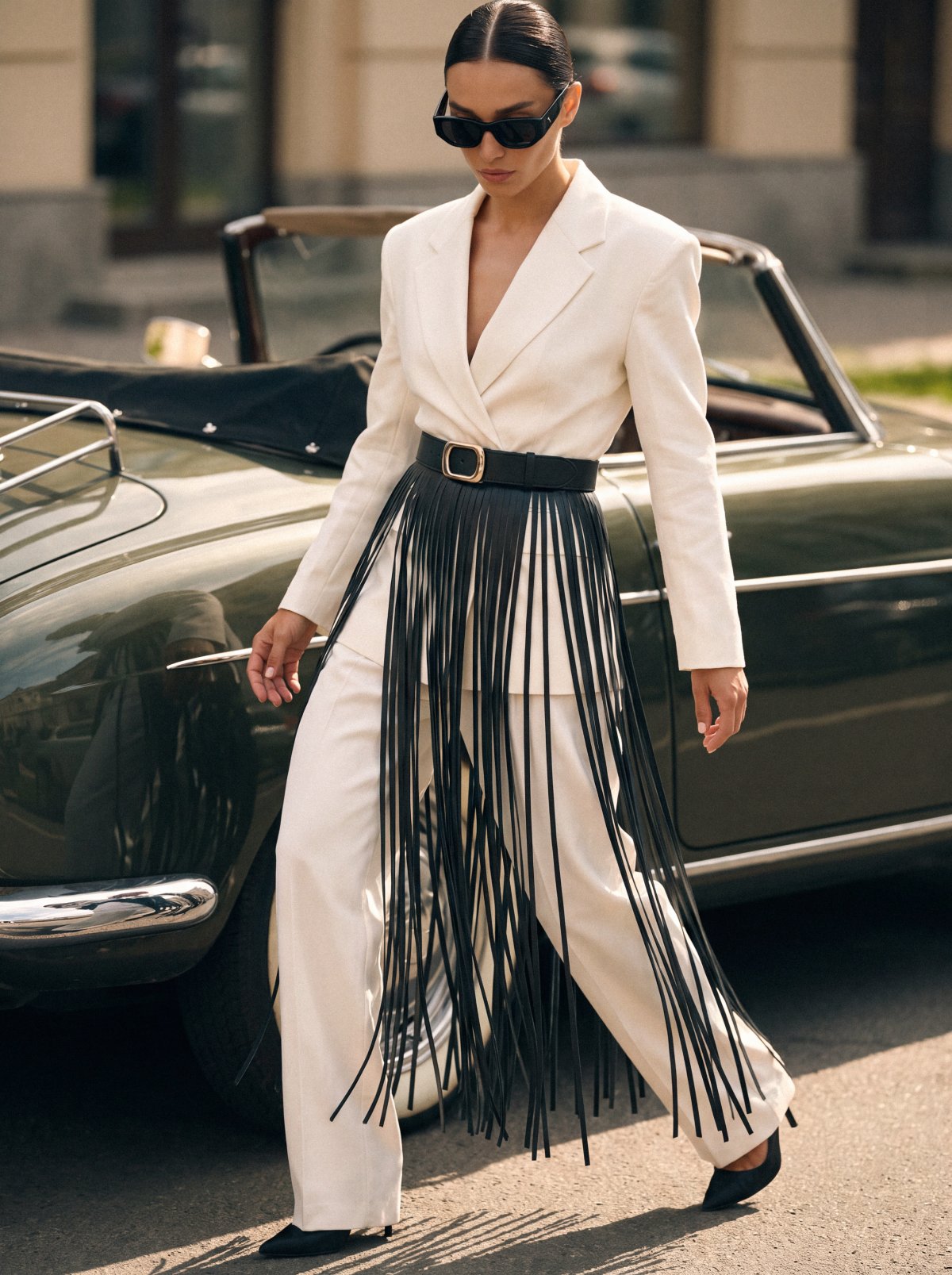 Belt ADELIA Black with Fringe