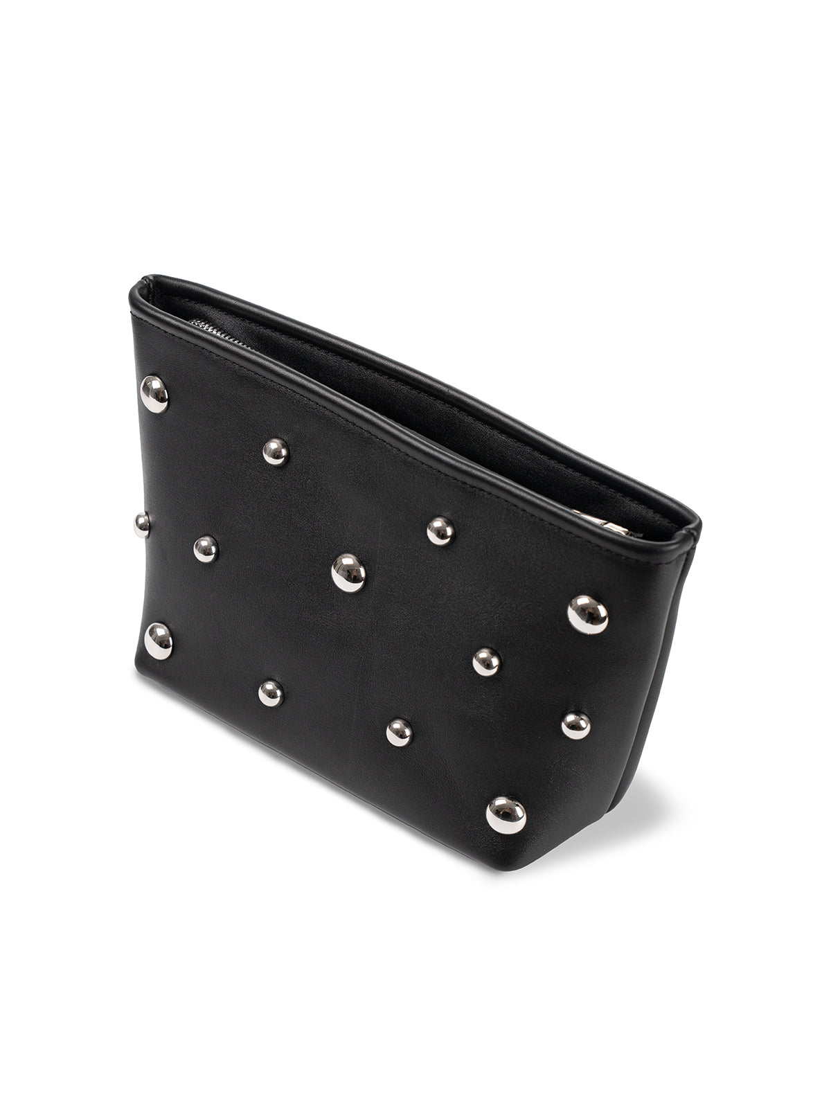 Makeup Bag with half-sphere Studs Black, L