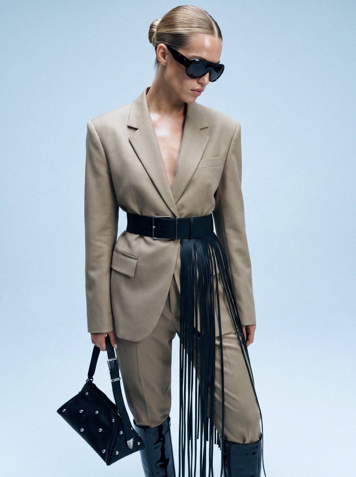 Belt SYRENE Black with Fringe