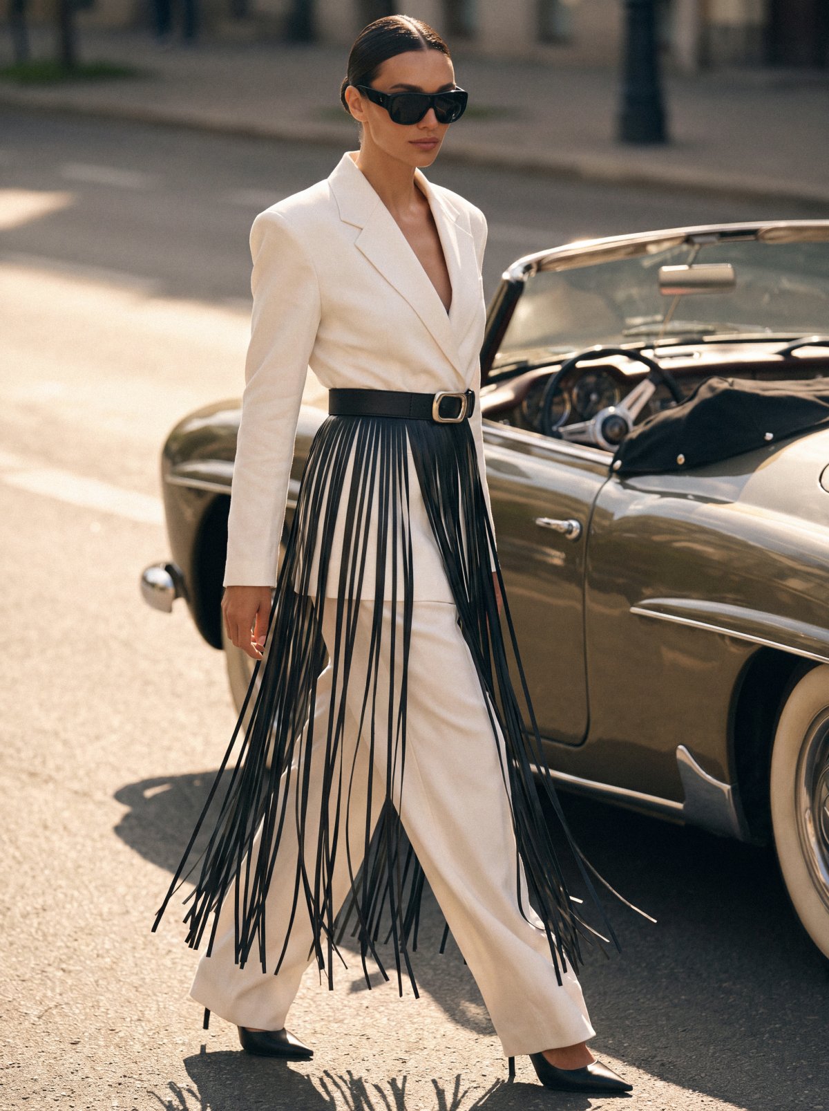 Belt ADELIA Black with Fringe
