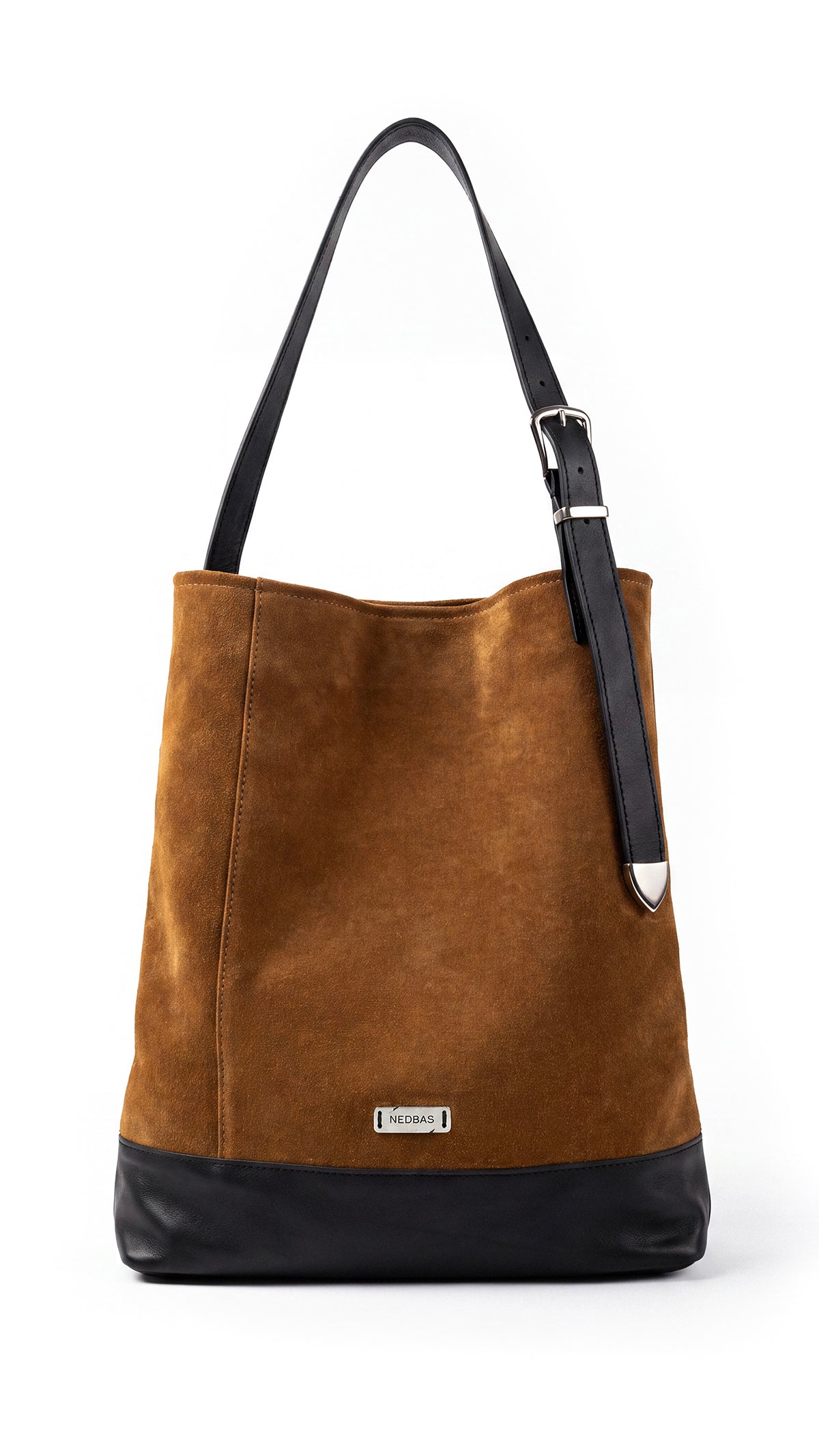 Bag AVIANA Caramel Suede with Black Natural Leather