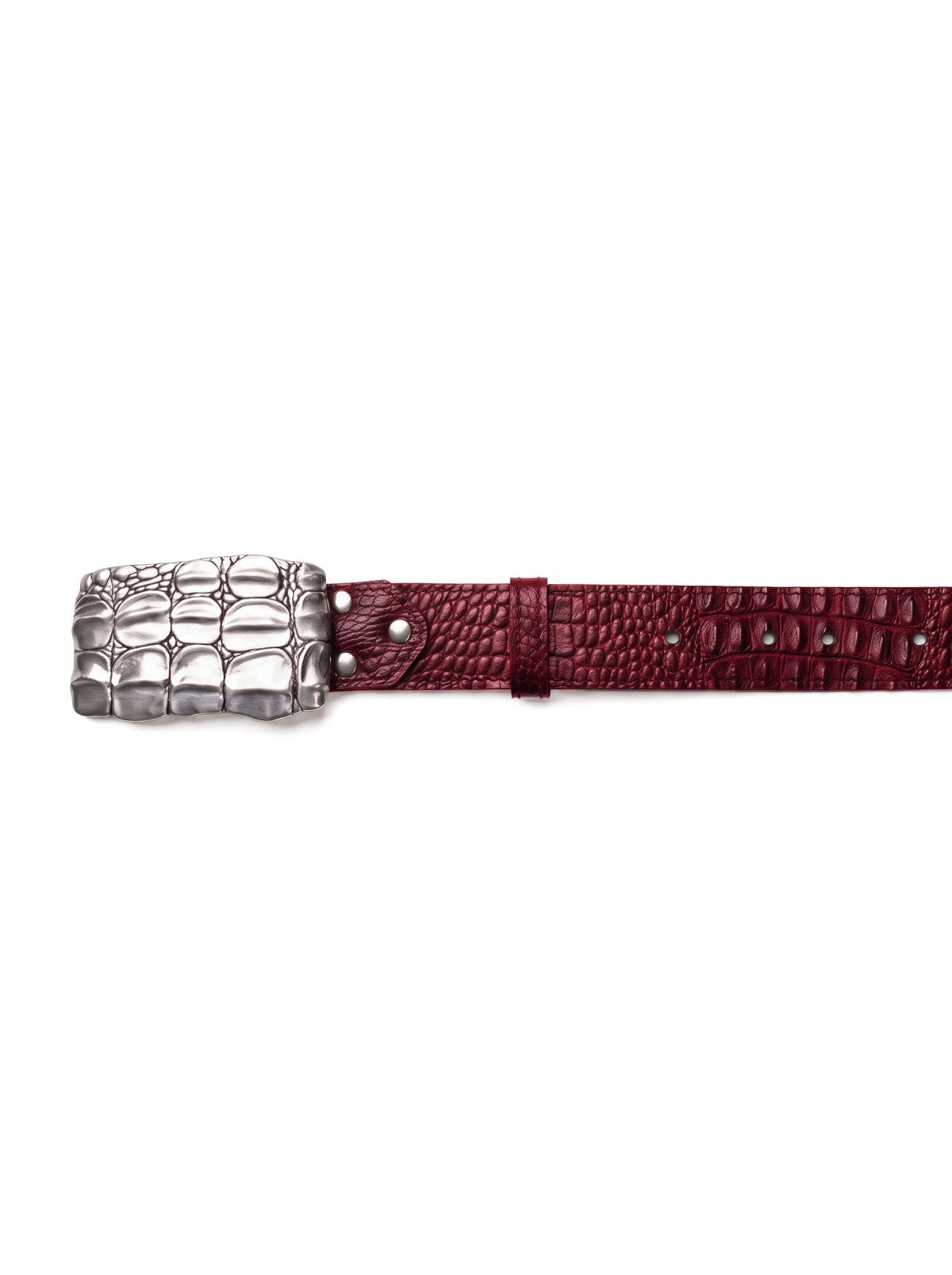 Belt KAIMAN Red Crocodile-Embossed Leather