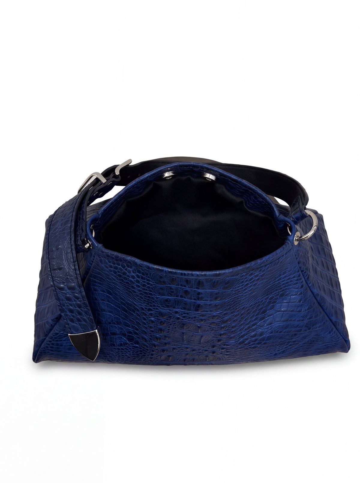 Bag FOLD Blue Crocodile-Embossed Leather