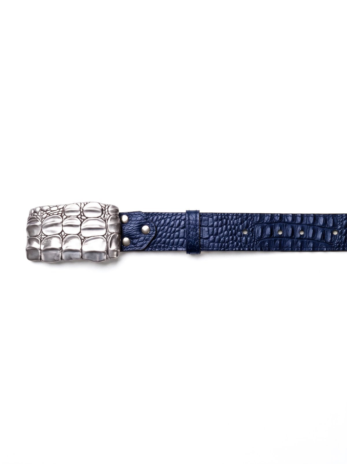 Belt KAIMAN Blue Crocodile-Embossed Leather