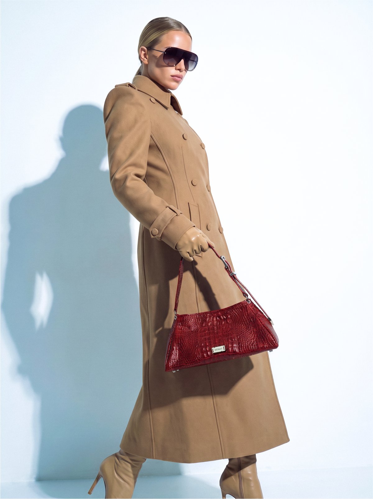 Bag FOLD Red Crocodile-Embossed Leather