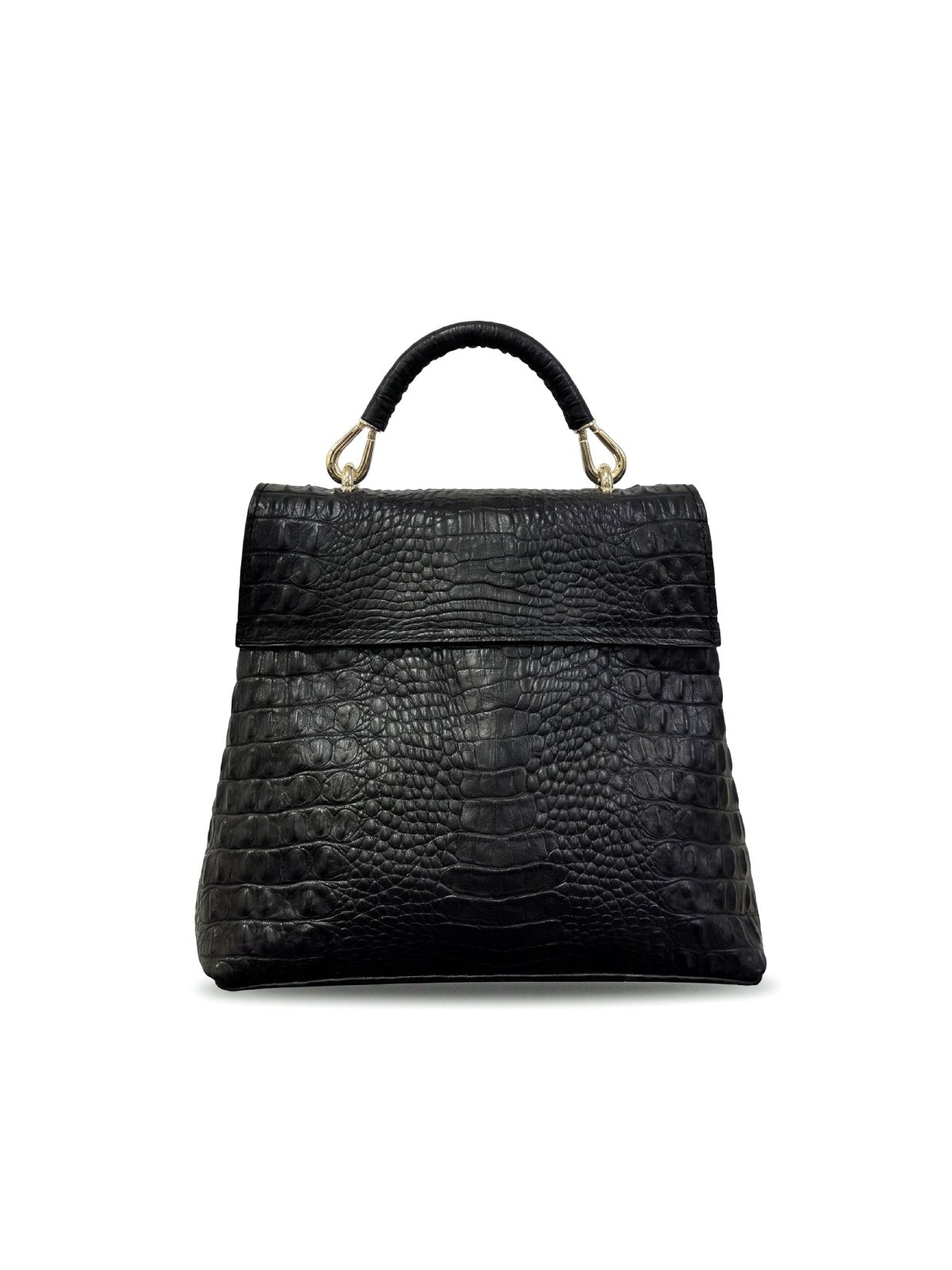 Bag ORA Black Crocodile-Embossed Leather