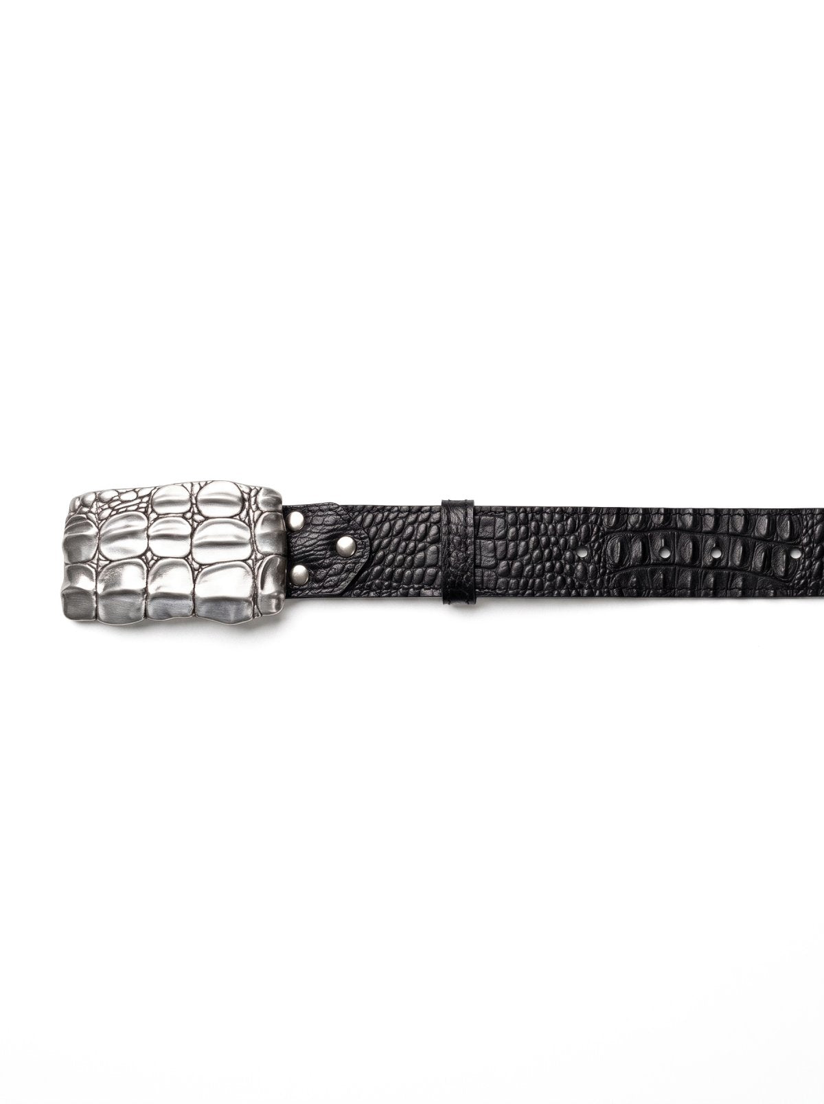 Belt KAIMAN Black Crocodile-Embossed Leather